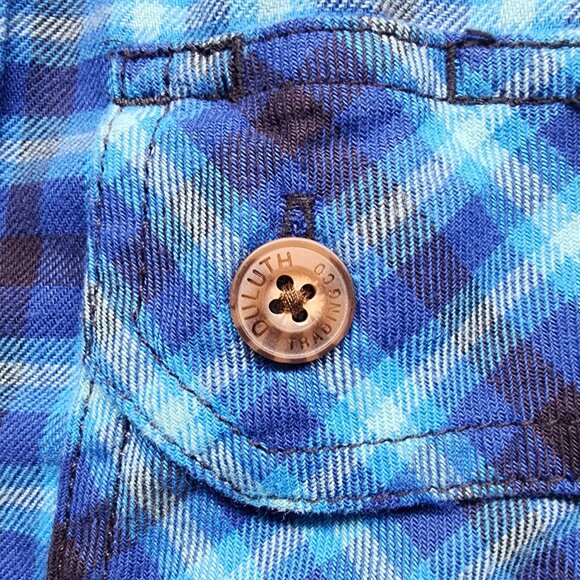 Duluth Shirt Mens Small Blue Plaid Button-Down Cotton Polyester Long Sleeve - Picture 7 of 9